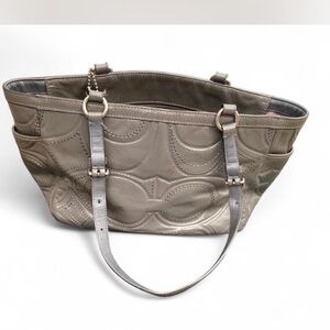 Coach nice Gray Tote Bag. Some small stains. Looks at the last 3 pictures